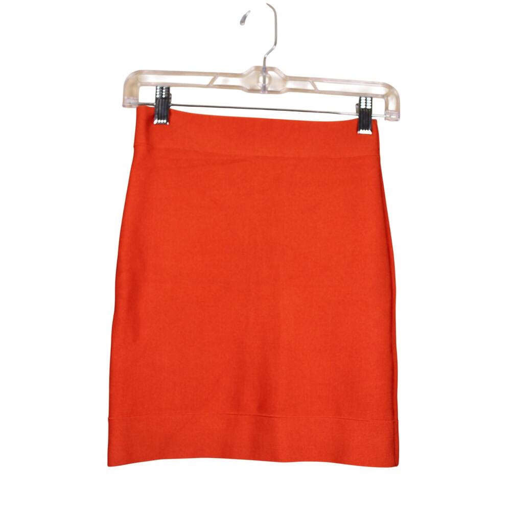 BCBGMaxazria Orange Textured Pull Up Stretch Dressy Mini Skirt Size‎ S
